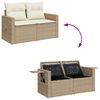 vidaXL Garten-Sofa-Set mit Kissen mit Speicher 9 pcs Beige und Creme