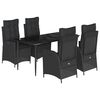 vidaXL 5-tlg. Garten-Essgruppe mit Kissen Schwarz Poly Rattan
