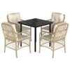 vidaXL 5-tlg. Garten-Essgruppe mit Kissen Beige Poly Rattan