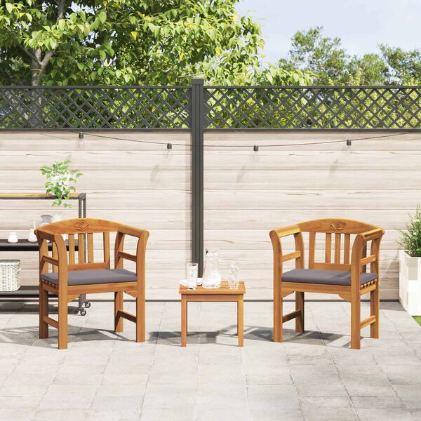 vidaXL Gartenrosen-Lounge-Set mit Kissen 3 pcs Massivholz Akazie