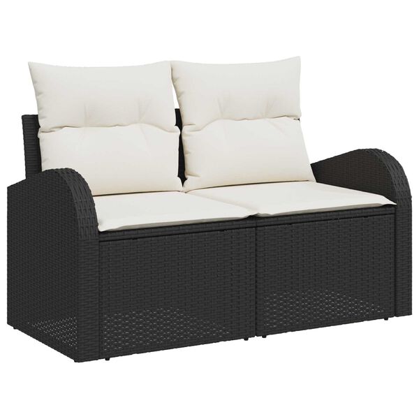 vidaXL Gartensofa-set mit Kissen mit Kissen 6 pcs Schwarz Poly Rattan