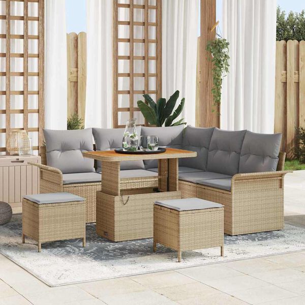 vidaXL Gartensofa-set mit Kissen 8 pcs Beige Poly-Rattan