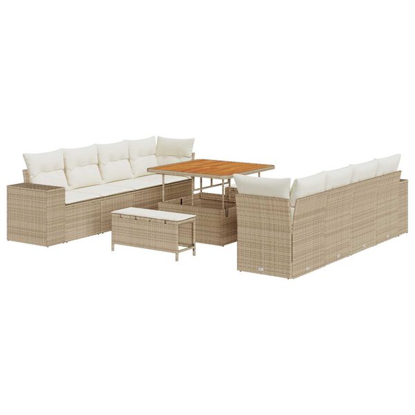 vidaXL Gartensofa-set mit Kissen 11 pcs Beige Poly-Rattan