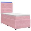 vidaXL LED Boxspringbett mit Matratze Rosa 90 x 200 cm Samt