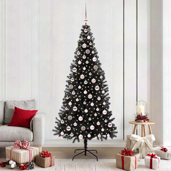 vidaXL Weihnachtsbaum mit 300 LEDs mit St&auml;nder Schwarz 210 cm PVC