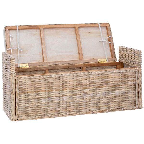 vidaXL Sitzbank mit Stauraum mit Kissen Natur 110 x 40 x 50 cm Rattan
