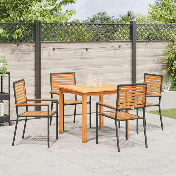 vidaXL Garten Essgruppe 5 pcs Schwarz Massivholz Akazie
