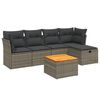 vidaXL 6-tlg. Garten-Sofagarnitur mit Kissen Grau Poly Rattan