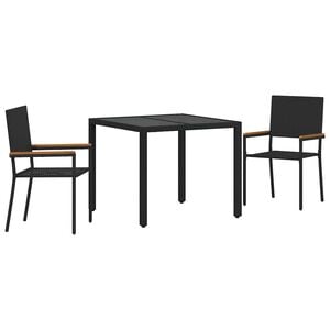 vidaXL Garten Essgruppe 3 stk. Schwarz Poly-Rattan