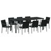 vidaXL Garten Essgruppe 9 pcs Schwarz und Grau PE-Rattan