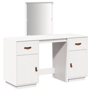 vidaXL Schminktisch mit Spiegel Wei&szlig; Massivholz Kiefer