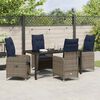vidaXL Tisch- und Stuhlset mit Kissen 5 pcs Grau PE-Rattan