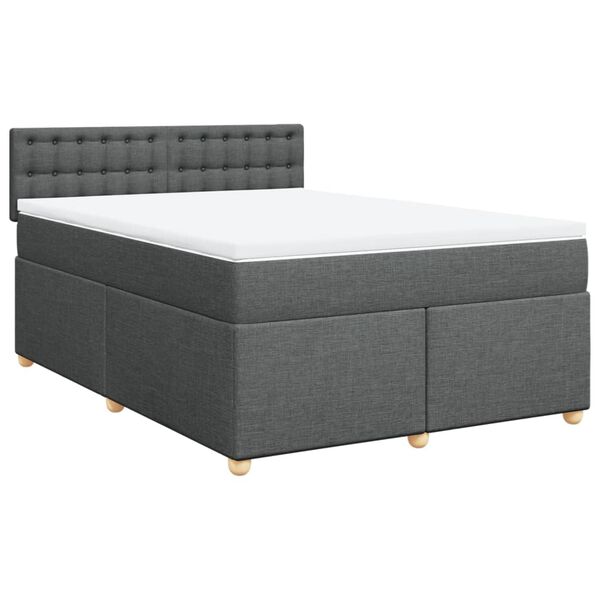 vidaXL Boxspringbett mit Matratze Dunkelgrau 140x200 cm Stoff