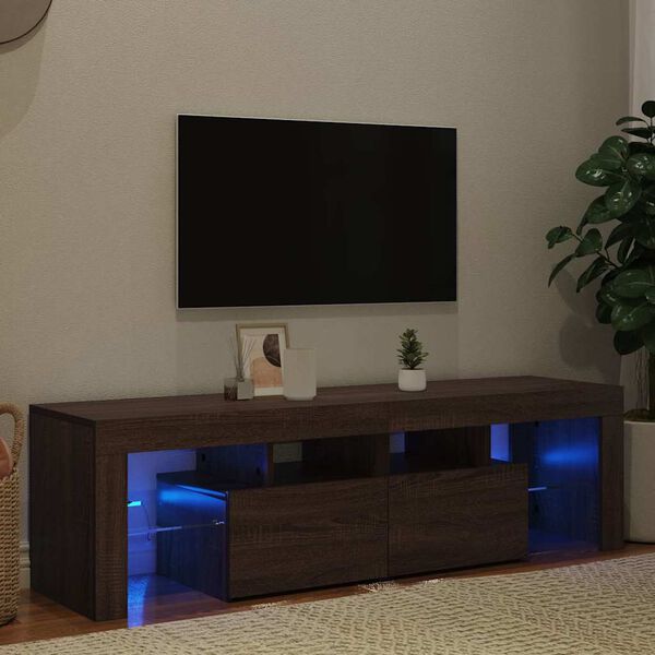 vidaXL TV-Schrank mit LED-Leuchten Braun Eichen-Optik 140x36,5x40 cm
