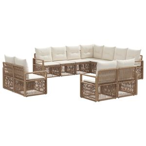 vidaXL Gartensofa-set 11 pcs Beige Poly-Rattan