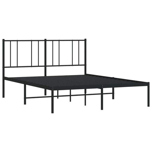 vidaXL Bettgestell mit Kopfteil Metall Schwarz 140x190 cm