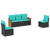 vidaXL 5-teiliges Gartensofa-Set mit Kissen, schwarzes Polyrattan