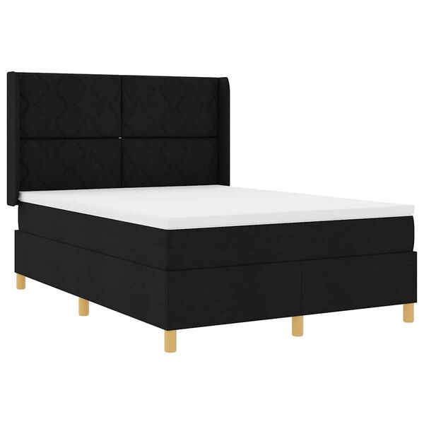 vidaXL Boxspringbett mit Matratze Schwarz 140 x 190 cm Stoff
