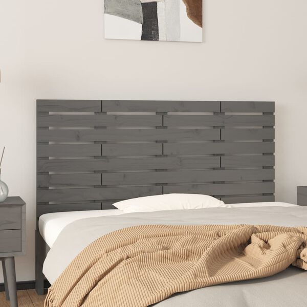 vidaXL Wand-Kopfteil Grau 126x3x63 cm Massivholz Kiefer