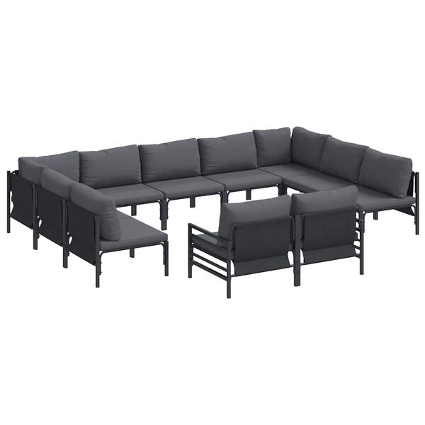 vidaXL Garten-Sofa-Set 11 pcs Anthrazit Stahl