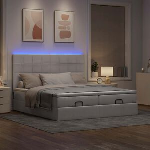 vidaXL Ottoman-Bett mit Matratzen & LEDs Taupe 200x200 cm Stoff