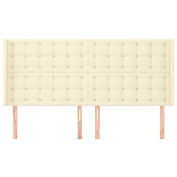 vidaXL Kopfteil mit Ohren Creme 183x16x118/128 cm Kunstleder
