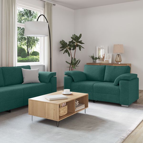 vidaXL Sofa 2 pcs Dunkelgr&uuml;n 219 x 80 x 82 cm Stoff