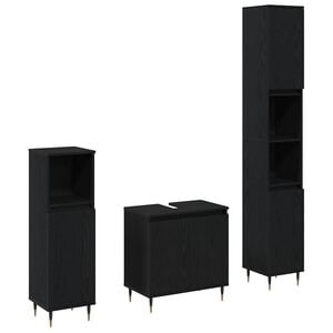 vidaXL Badezimmerm&ouml;bel-Set 3 stk. Schwarz Eichen-Optik