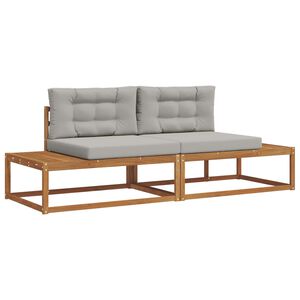 vidaXL Outdoor-Sofagarnitur mit Kissen Nat&uuml;rlich und Hellgrau