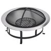 vidaXL Garten-Feuerschale mit Grill Edelstahl 76 cm