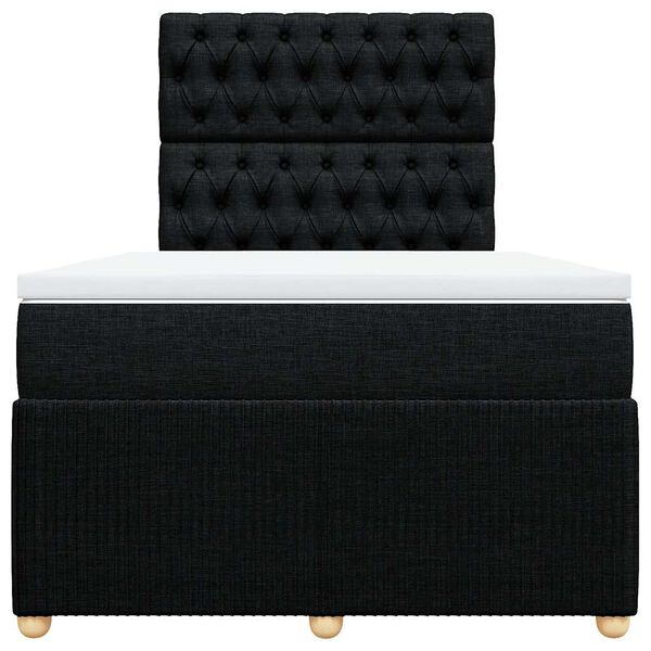 vidaXL Boxspringbett mit Matratze Schwarz 120x200 cm Stoff