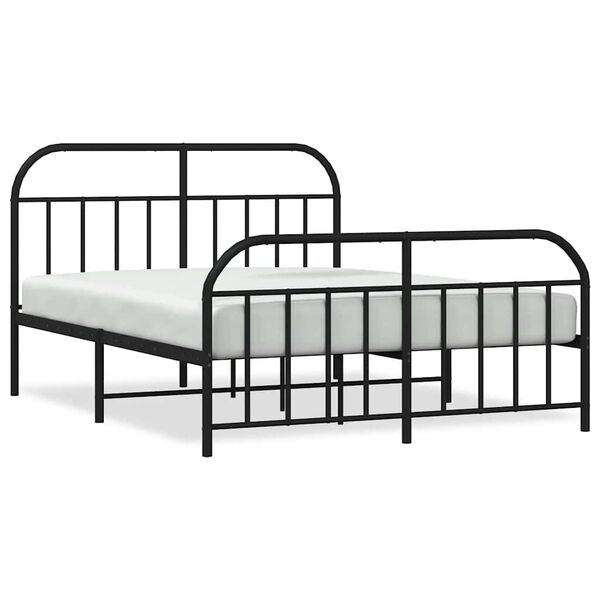 vidaXL Metallbett ohne Matratze mit Fu&szlig;teil Schwarz 180x200 cm