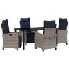vidaXL Garten Essgruppe mit Kissen 5 pcs Grau Poly-Rattan
