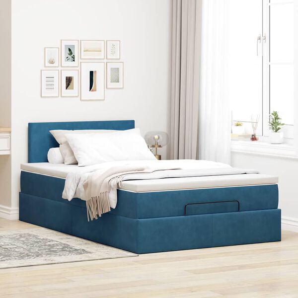 vidaXL Ottoman-Bett mit Matratze Dunkelblau 120x200 cm Samt
