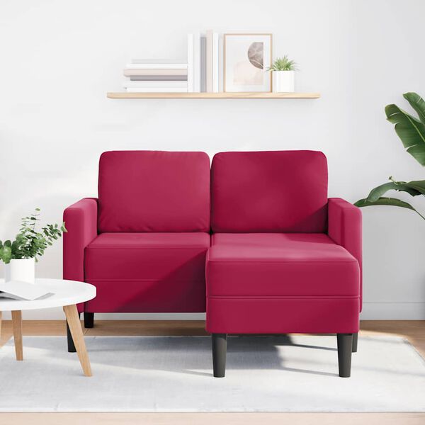 vidaXL 2-Sitzer-Sofa mit Chaiselongue L-Form Weinrot 125 cm Samt