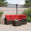 vidaXL 5-teiliges Gartensofa-Set mit Kissen, braun, Polyrattan