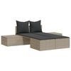 vidaXL Doppel-Sonnenliege mit Kissen Hellgrau Poly Rattan