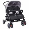 vidaXL Zwillingskinderwagen Stahl Grau und Schwarz