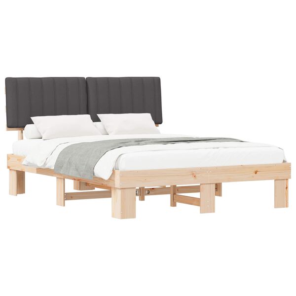 vidaXL Bettgestell mit gepolstertem Kopfteil Dunkelgrau 150 x 200 cm