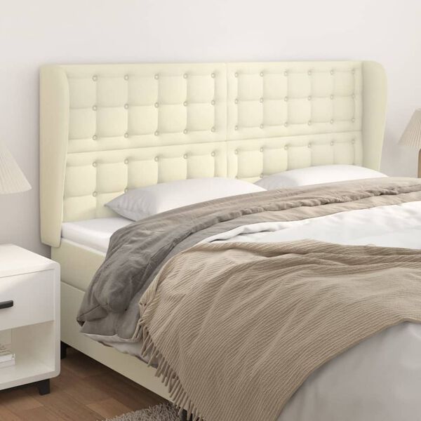 vidaXL Kopfteil mit Ohren Creme 183x23x118/128 cm Kunstleder