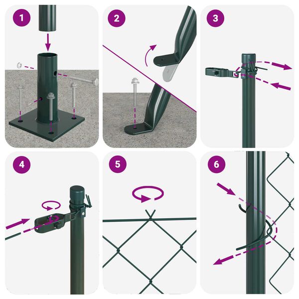 vidaXL Zaunpfosten Gr&uuml;n 10 x 1,6 m (40 x 40 mm Maschen) Stahl und PVC