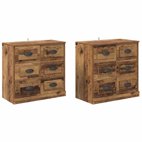 vidaXL Sideboards 2 pcs Altholz 70 x 35,5 x 67,5 cm Holzwerkstoff