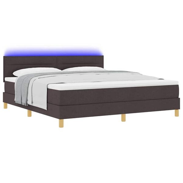 vidaXL LED Boxspringbett mit Matratze Dunkelbraun 180 x 200 cm Stoff