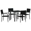 vidaXL Garten Essgruppe mit Kissen 5 pcs Schwarz Poly-Rattan