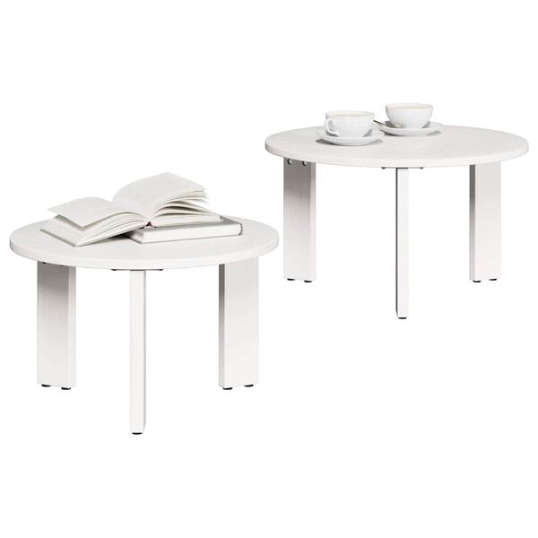 vidaXL Couchtisch 2 pcs Weiß Massivholz Kiefer