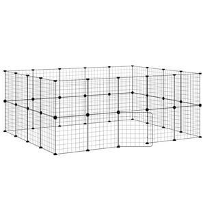 vidaXL 36-tlg. Haustierk&auml;fig mit T&uuml;r Schwarz 175x140x70 cm Stahl