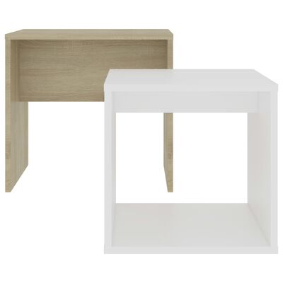 vidaXL Couchtisch-Set Weiß Sonoma-Eiche 48x30x45 cm Holzwerkstoff
