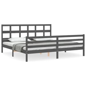 vidaXL Massivholzbett mit Kopfteil Grau 200x200 cm