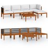 vidaXL 6-tlg. Garten-Lounge-Set mit Kissen Cremefarbenes Holz Akazie & Seil