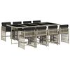 vidaXL 9-tlg. Garten-Essgruppe mit Kissen Hellgrau Poly Rattan